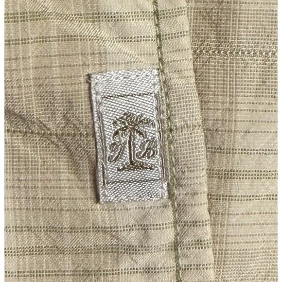 Tommy Bahama Medium Beige Silk Plaid Pattern Short Sleeve Button Down Shirt Men - Picture 10 of 15